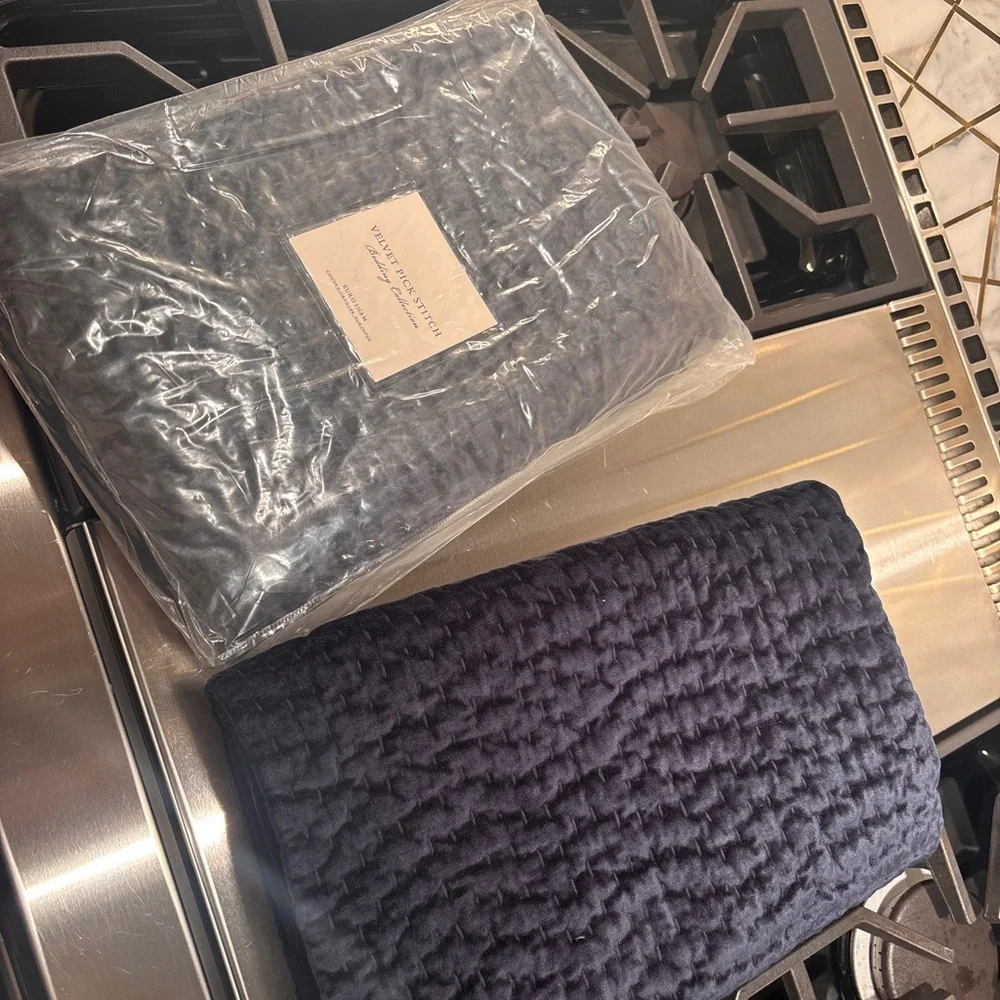 Restoration Hardware TWO Euro Shams Velvet Pick Stitch (2)!
